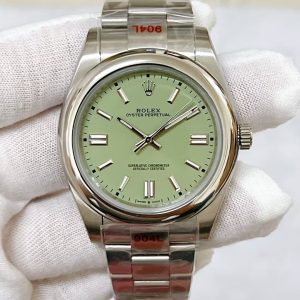 Replica 2025 Rolex Oyster Perpetual Pistachio-green Dial New25041, 3 different sizes