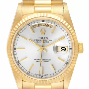 Replica Rolex President Day-Date Silver Dial Yellow Gold Watches Japanese movement