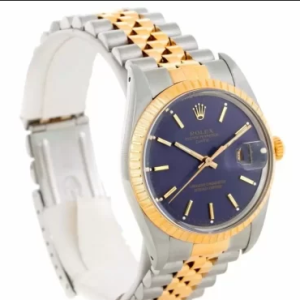Replica Best Rolex Date Stainless Steel 18k Yellow Gold Blue Dial Watches