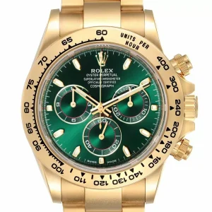 Replica Rolex Daytona Yellow Gold Green Dial Watches 116508 NewP25071